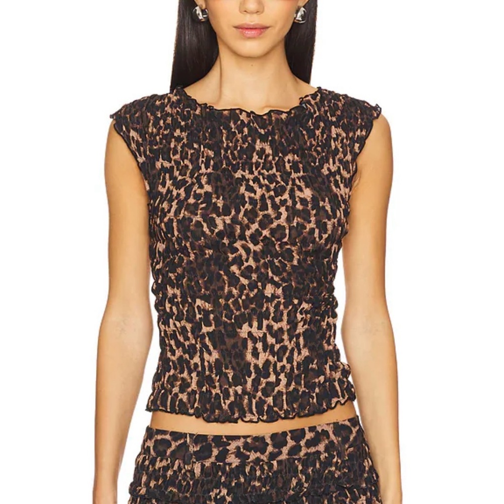 NWOT Revolve LIONESS Leopard Uno Tie Top